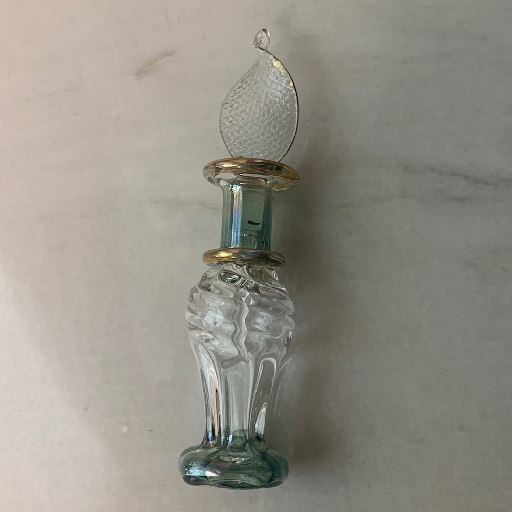 2201 Elegant Glass Mini Perfume Bottle with Gold Accents - Picture 2 of 9